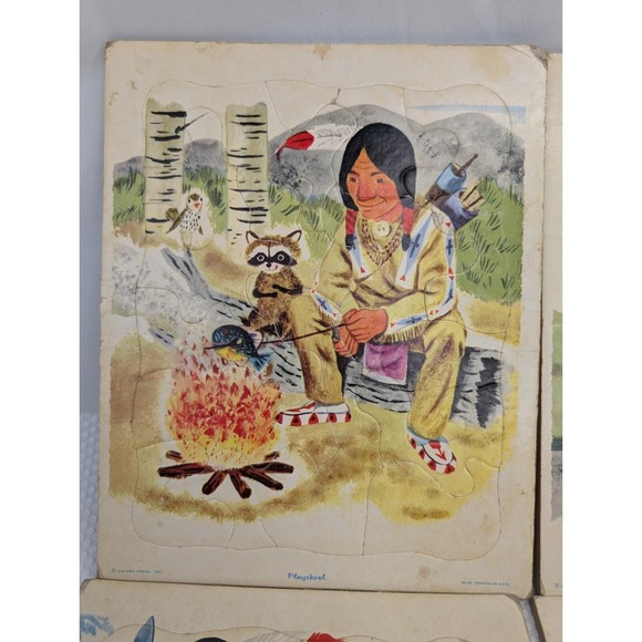 Playskool Golden Press Indian Tray Puzzle Lot of 4 - Picture 2 of 9